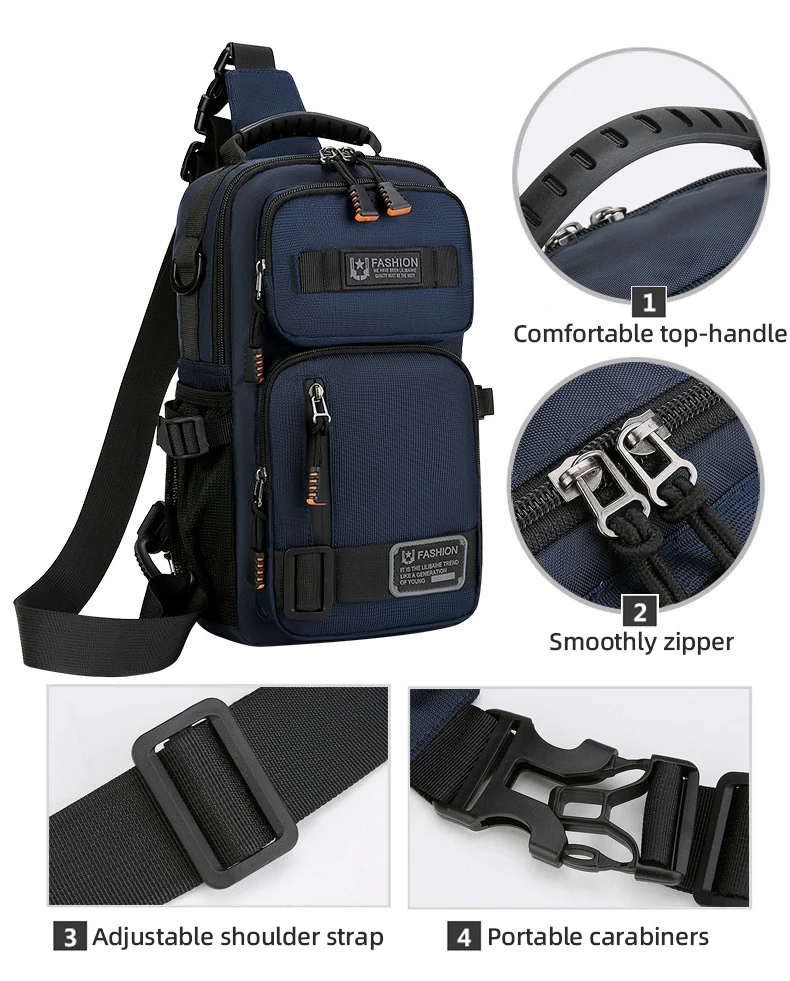 Men's Multifunctional Chest Bag Lightweight Simple Multi-pockets Shoulder Bags Outdoor Sports Hiking Cycling Crossbody Bag