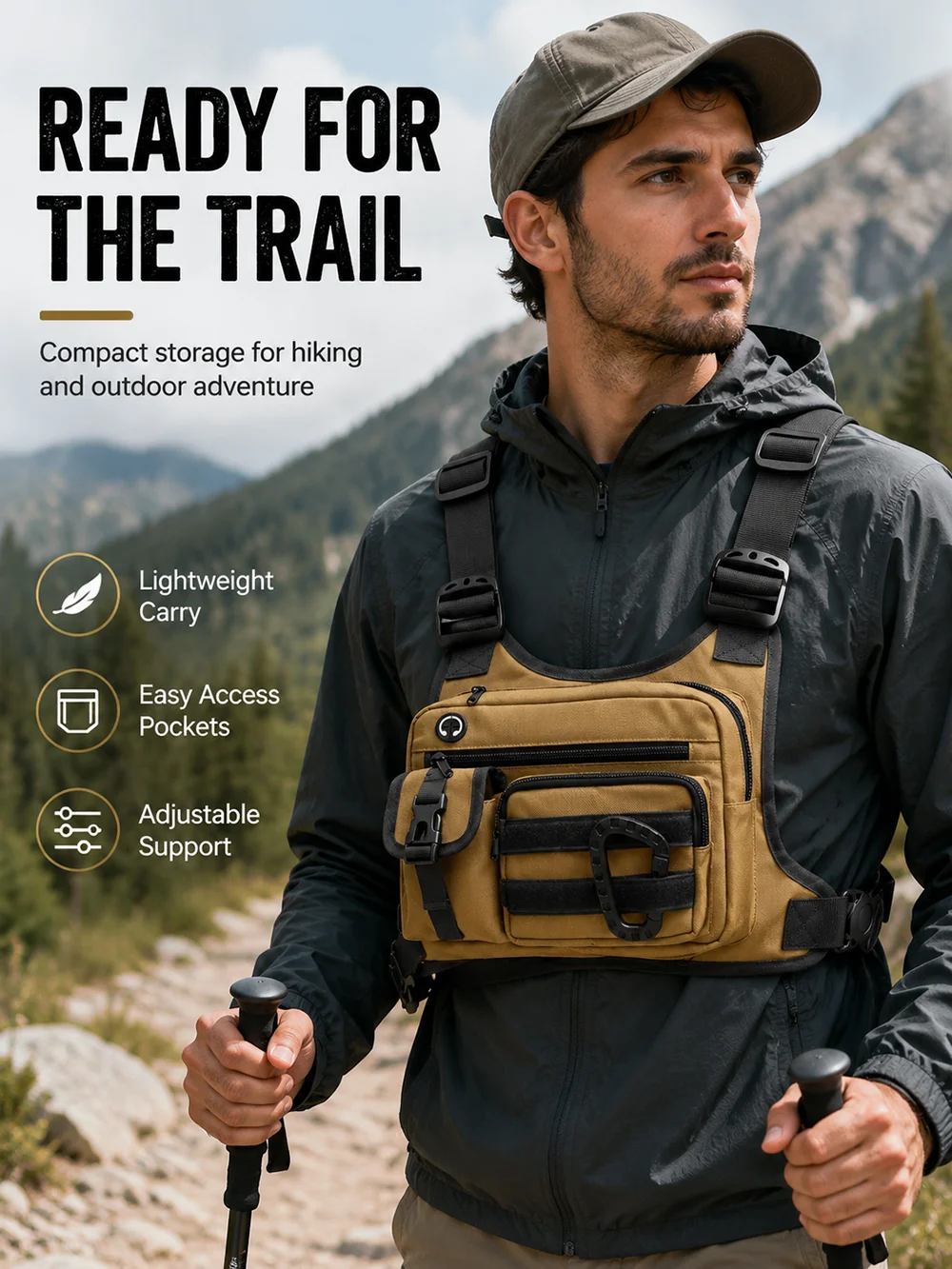 Tactical Chest Bag for Men EDC Anti-Theft Waterproof Chest Pack Sling Bag Cycling Running Outdoor Vest Crossbody Bag