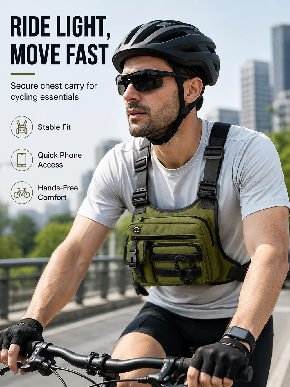 Tactical Chest Bag for Men EDC Anti-Theft Waterproof Chest Pack Sling Bag Cycling Running Outdoor Vest Crossbody Bag