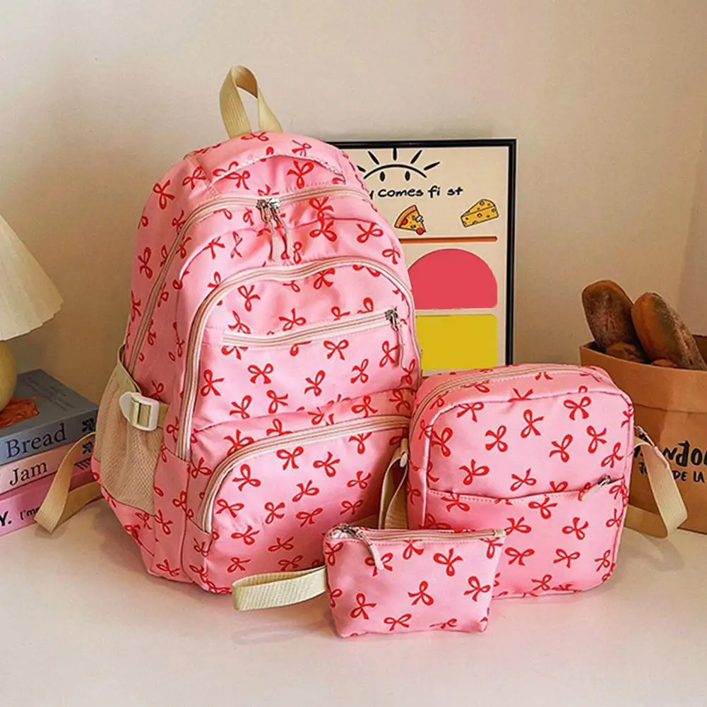 3 Set Large Capacity Backpack Nylon School Bag Adjustable Strap College Bag Travel Backpack Student Backpack