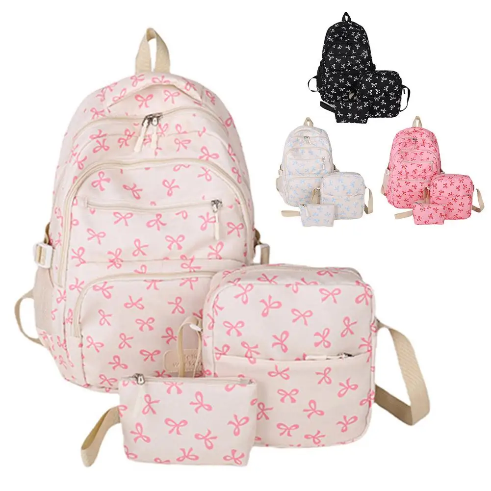 3 Set Large Capacity Backpack Nylon School Bag Adjustable Strap College Bag Travel Backpack Student Backpack