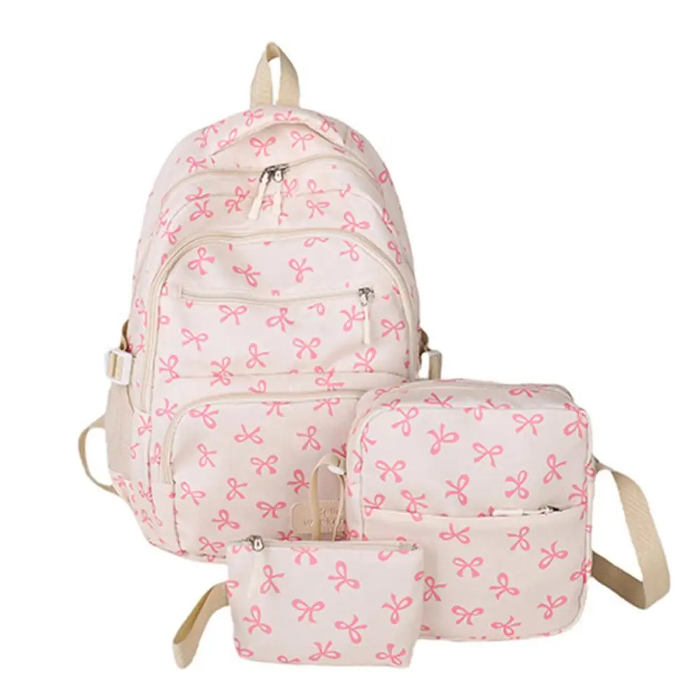 3 Set Large Capacity Backpack Nylon School Bag Adjustable Strap College Bag Travel Backpack Student Backpack