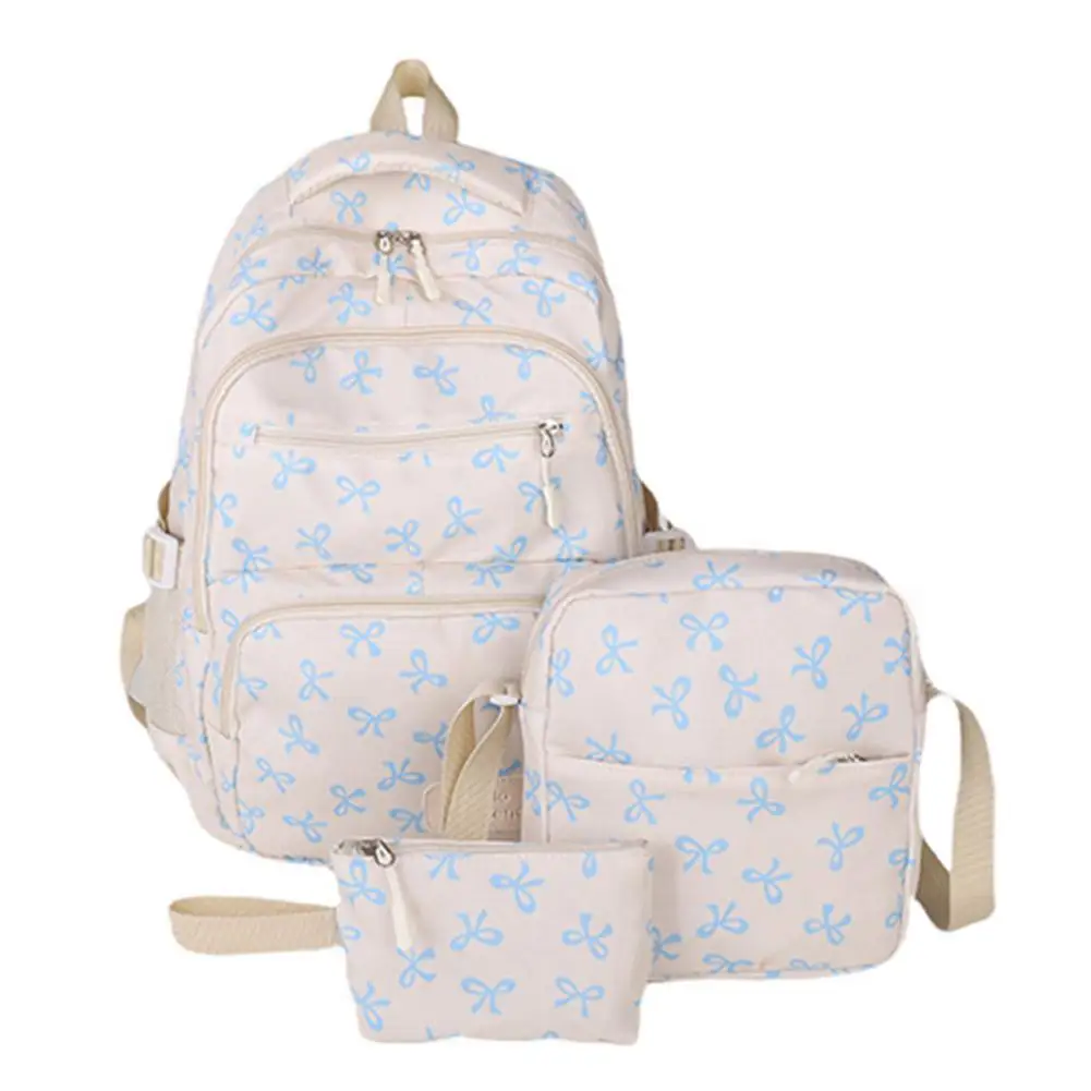 3 Set Large Capacity Backpack Nylon School Bag Adjustable Strap College Bag Travel Backpack Student Backpack