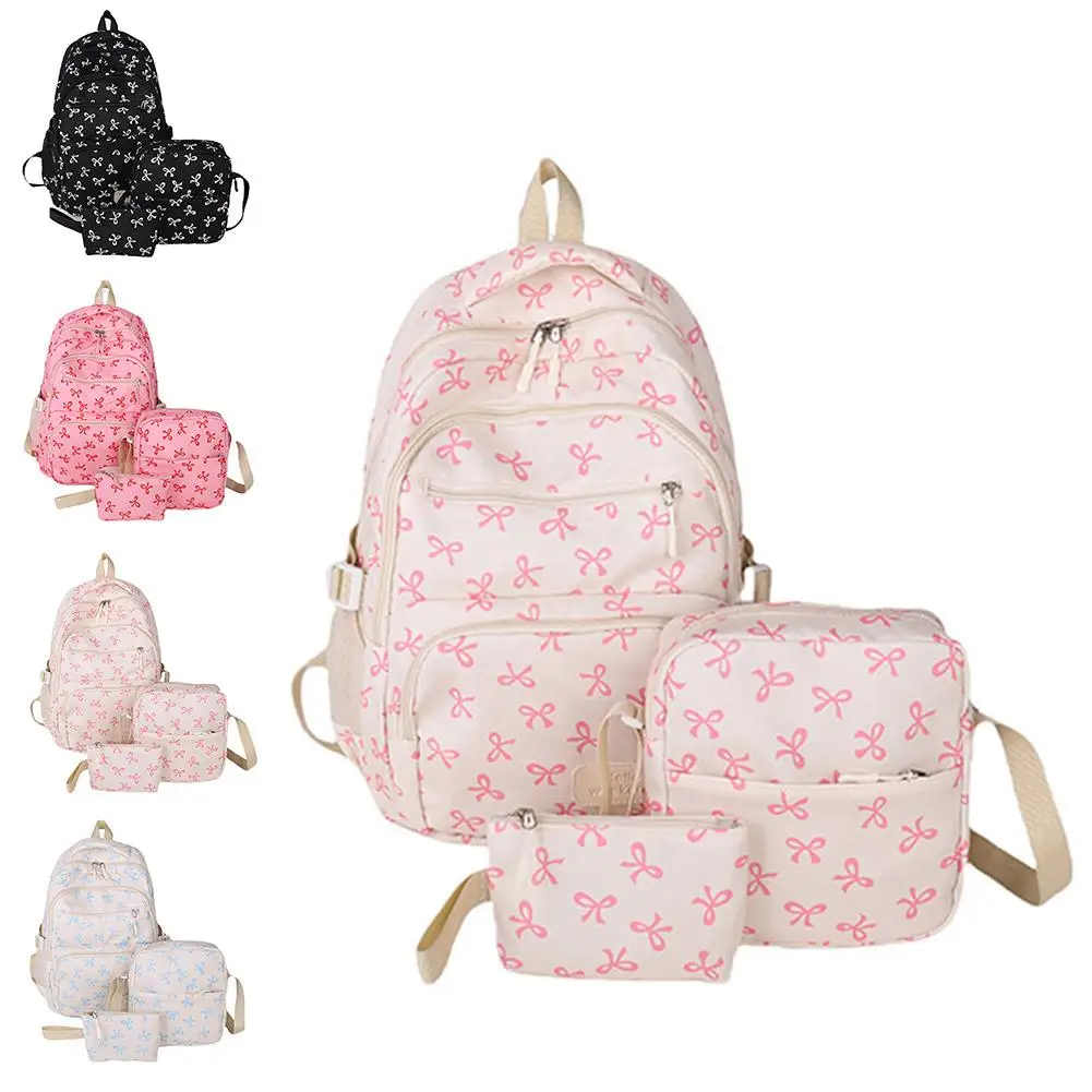 3 Set Large Capacity Backpack Nylon School Bag Adjustable Strap College Bag Travel Backpack Student Backpack
