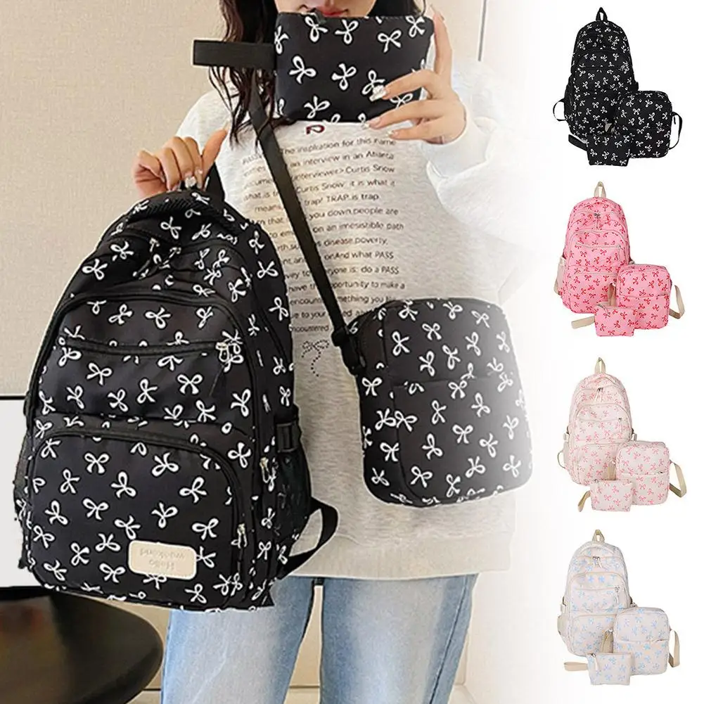 3 Set Large Capacity Backpack Nylon School Bag Adjustable Strap College Bag Travel Backpack Student Backpack