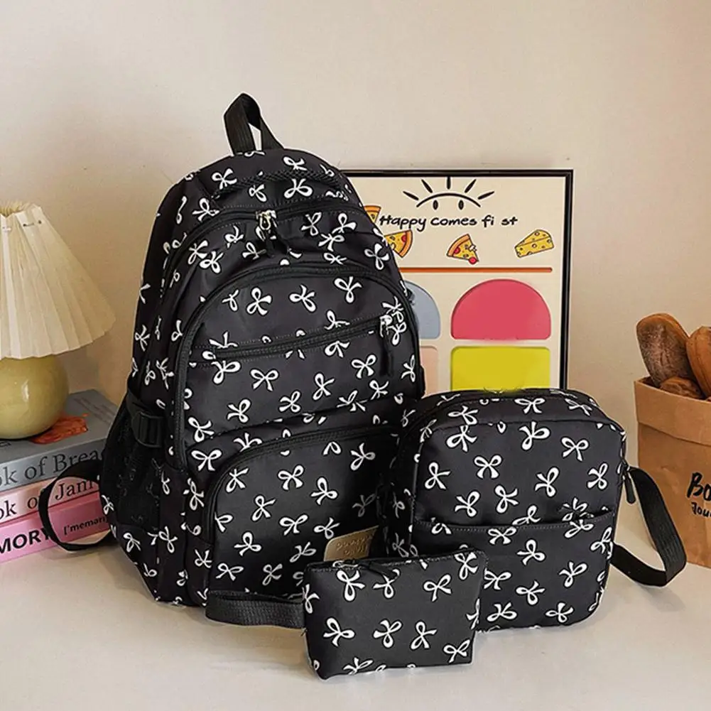 3 Set Large Capacity Backpack Nylon School Bag Adjustable Strap College Bag Travel Backpack Student Backpack