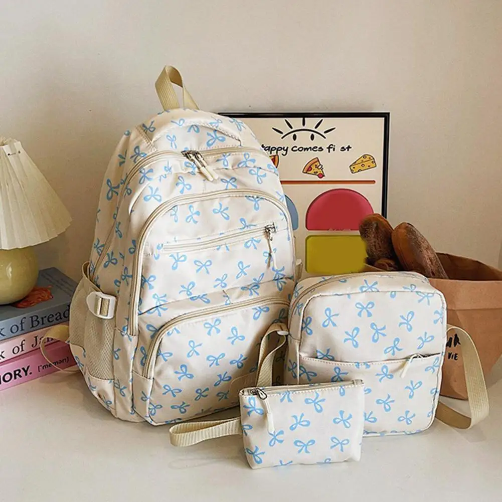 3 Set Large Capacity Backpack Nylon School Bag Adjustable Strap College Bag Travel Backpack Student Backpack