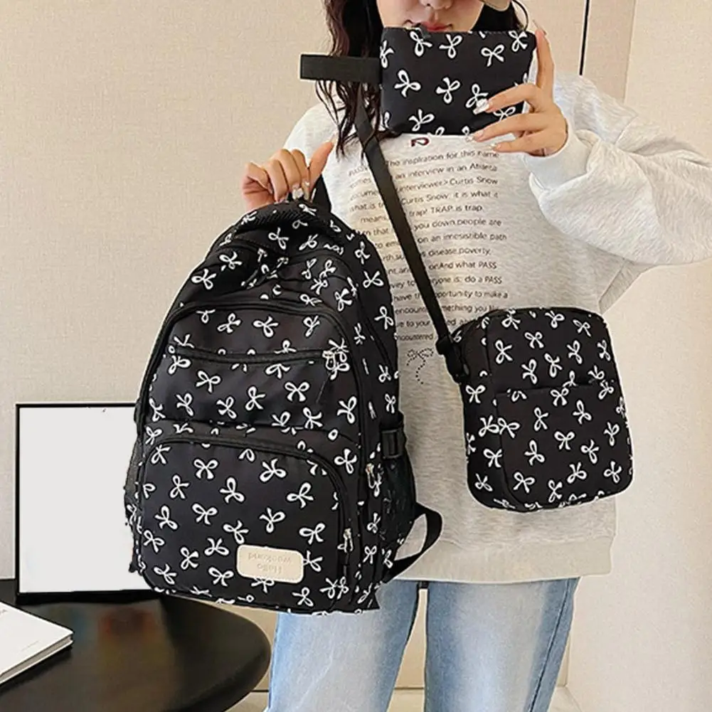 3 Set Large Capacity Backpack Nylon School Bag Adjustable Strap College Bag Travel Backpack Student Backpack
