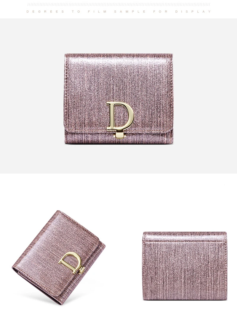 Bright Fashion Women Cowhide Leather Wallet Anti Rfid Card Holder Short Purse for Girl