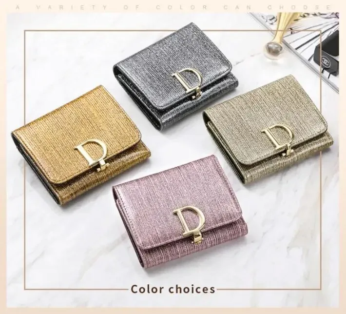 Bright Fashion Women Cowhide Leather Wallet Anti Rfid Card Holder Short Purse for Girl