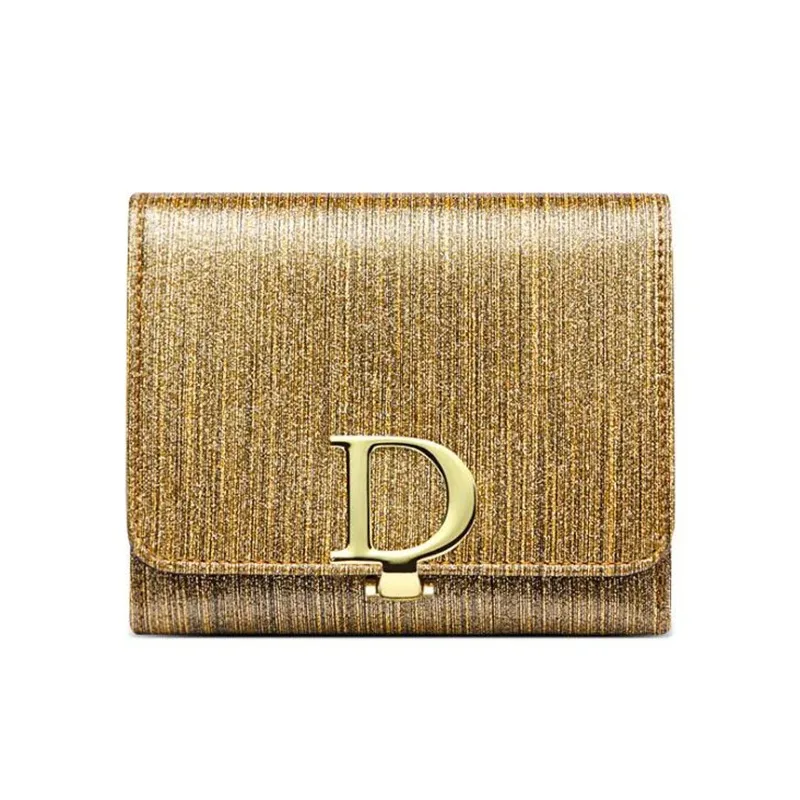 Bright Fashion Women Cowhide Leather Wallet Anti Rfid Card Holder Short Purse for Girl