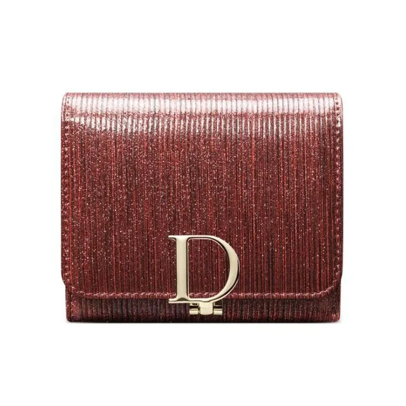 Bright Fashion Women Cowhide Leather Wallet Anti Rfid Card Holder Short Purse for Girl