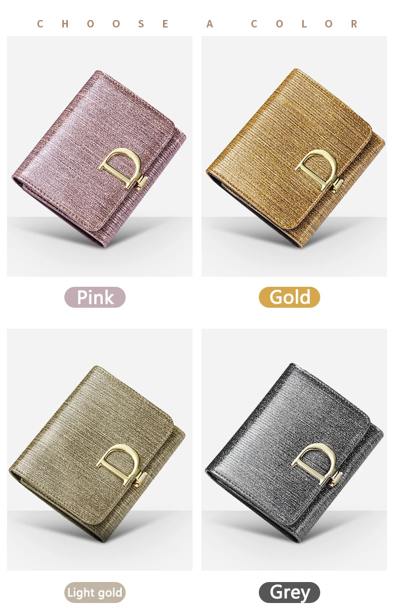 Bright Fashion Women Cowhide Leather Wallet Anti Rfid Card Holder Short Purse for Girl