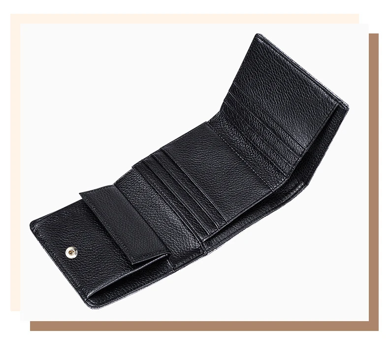 Bright Fashion Women Cowhide Leather Wallet Anti Rfid Card Holder Short Purse for Girl