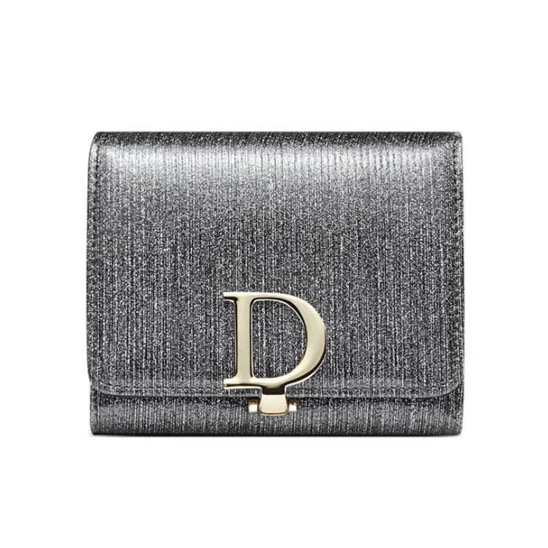 Bright Fashion Women Cowhide Leather Wallet Anti Rfid Card Holder Short Purse for Girl