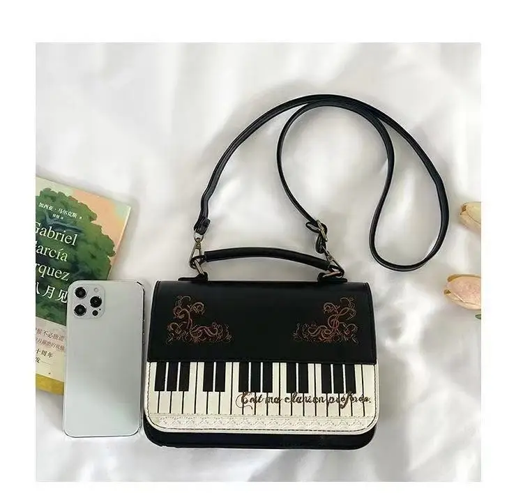 Piano Brown Square Messenger Bag Backpack Women Harajuku Vintage Handle Crossbody Bags Ladies Fairy Core Aesthetic Handbag 2025