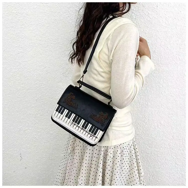Piano Brown Square Messenger Bag Backpack Women Harajuku Vintage Handle Crossbody Bags Ladies Fairy Core Aesthetic Handbag 2025