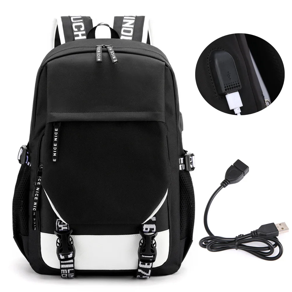Anime JOJO Jonathan Joes Killer Golden Experience Backpack School BookBags Mochila Travel USB Port Bag Laptop Boy Girls Backpack