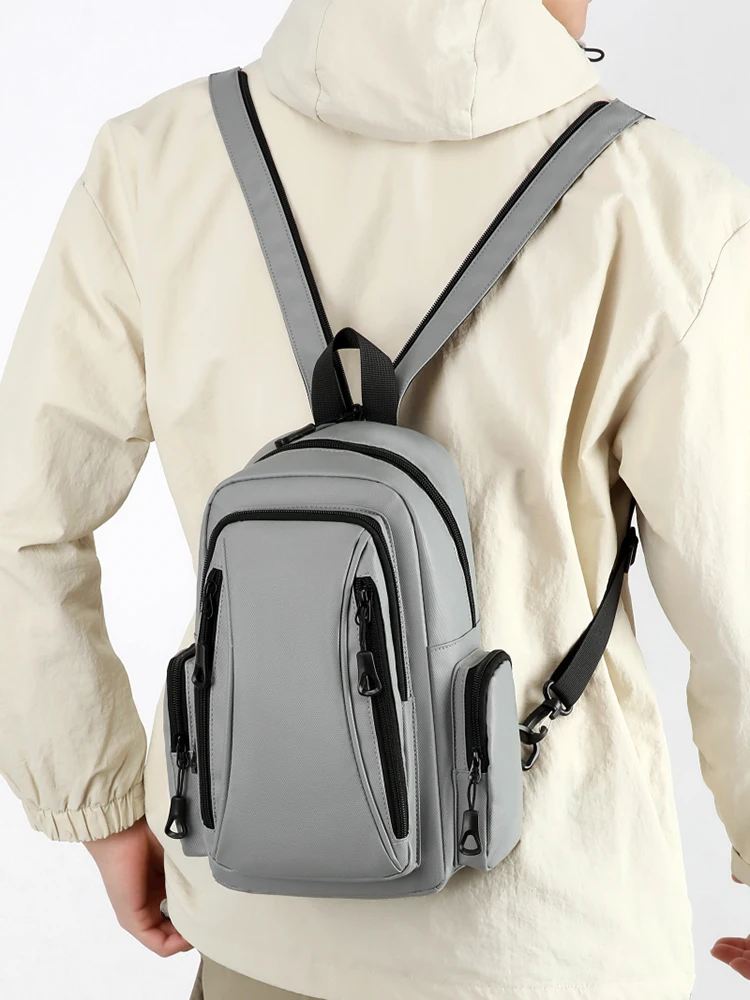 Multi Functional Men's Chest Bag Oxford Mini Backpack for Daily Commuting Outdoor Sports Travel