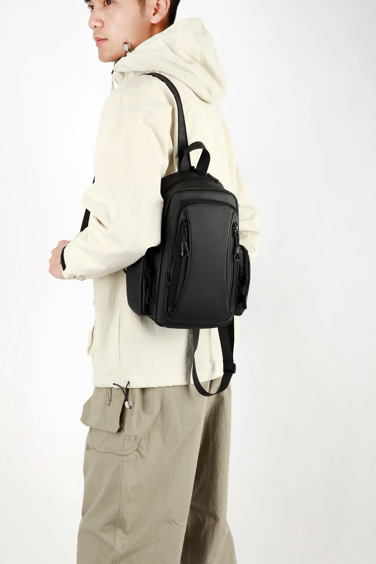 Multi Functional Men's Chest Bag Oxford Mini Backpack for Daily Commuting Outdoor Sports Travel