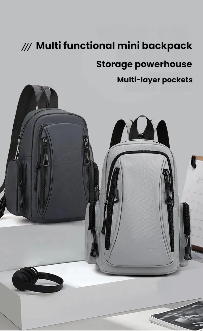 Multi Functional Men's Chest Bag Oxford Mini Backpack for Daily Commuting Outdoor Sports Travel
