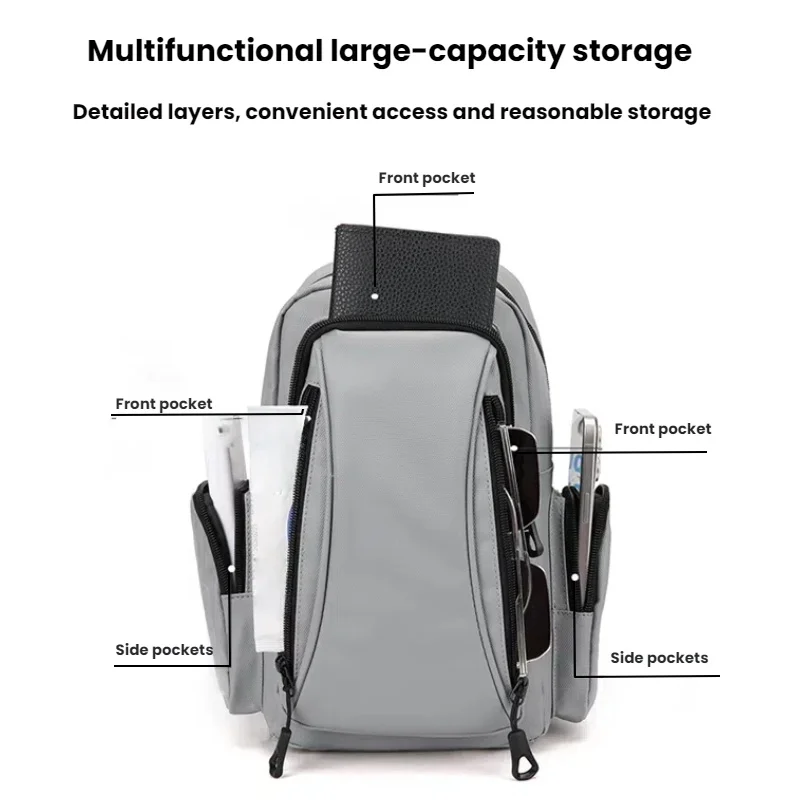 Multi Functional Men's Chest Bag Oxford Mini Backpack for Daily Commuting Outdoor Sports Travel