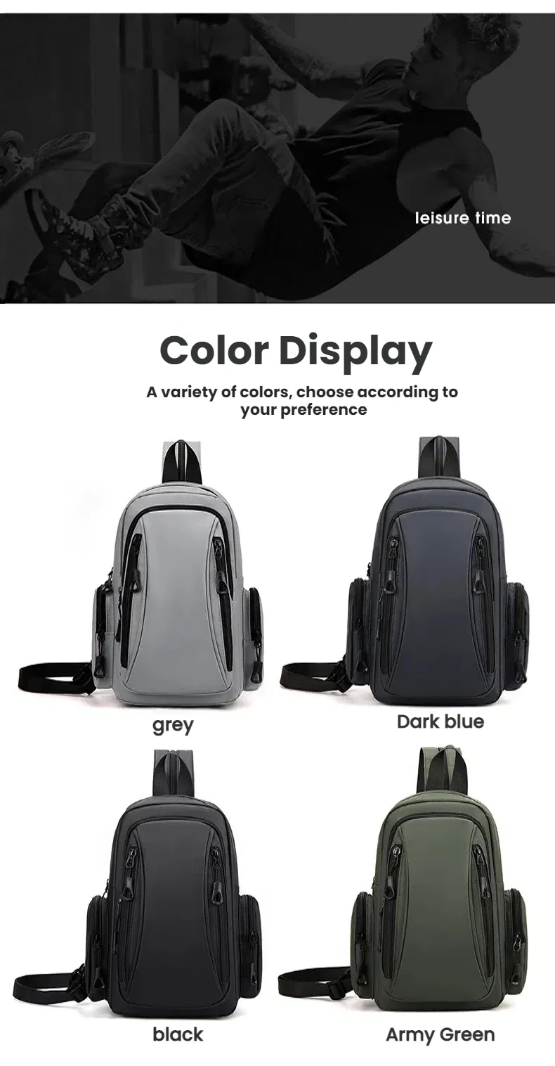 Multi Functional Men's Chest Bag Oxford Mini Backpack for Daily Commuting Outdoor Sports Travel
