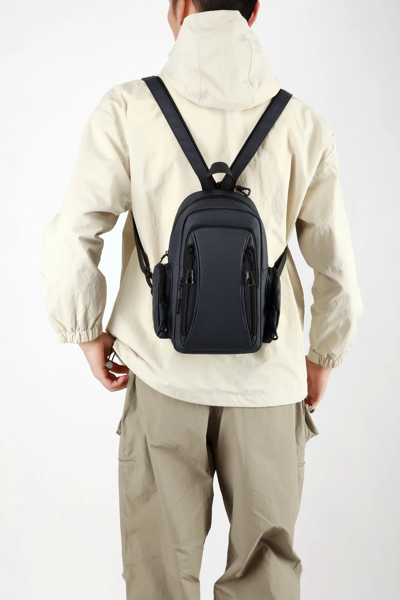 Multi Functional Men's Chest Bag Oxford Mini Backpack for Daily Commuting Outdoor Sports Travel