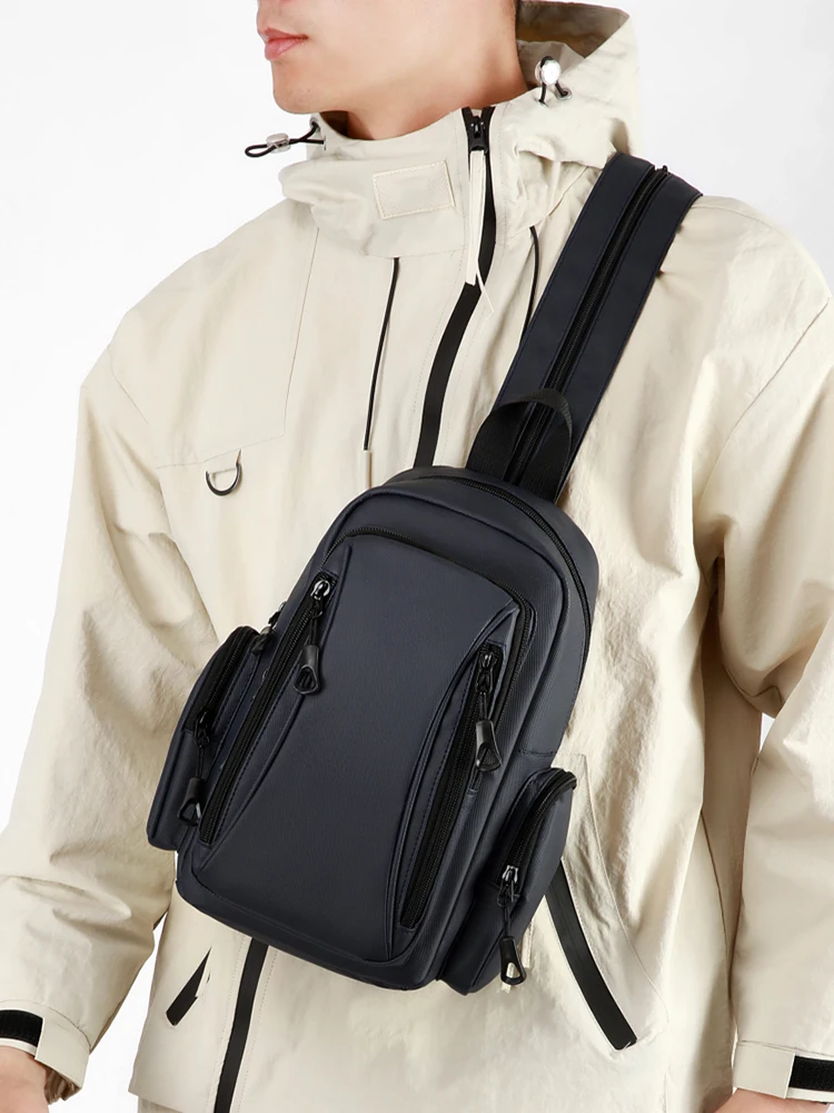 Multi Functional Men's Chest Bag Oxford Mini Backpack for Daily Commuting Outdoor Sports Travel