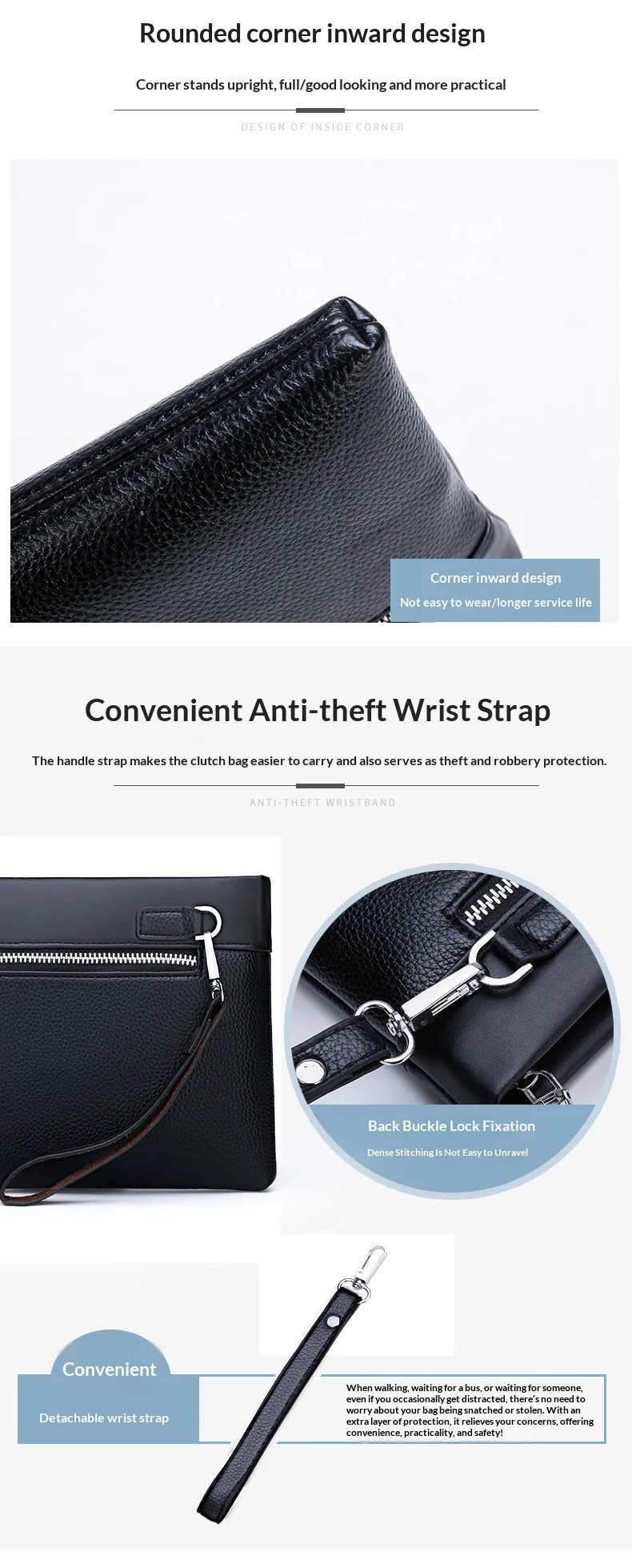 Men's New Luxury Handbag Casual Envelope Large Capacity Clutch BusinessUnderarm Bag for Men