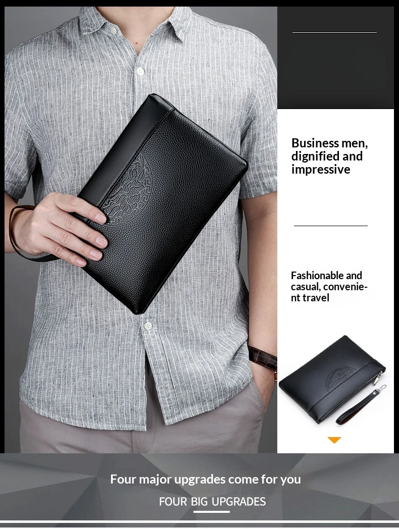 Men's New Luxury Handbag Casual Envelope Large Capacity Clutch BusinessUnderarm Bag for Men