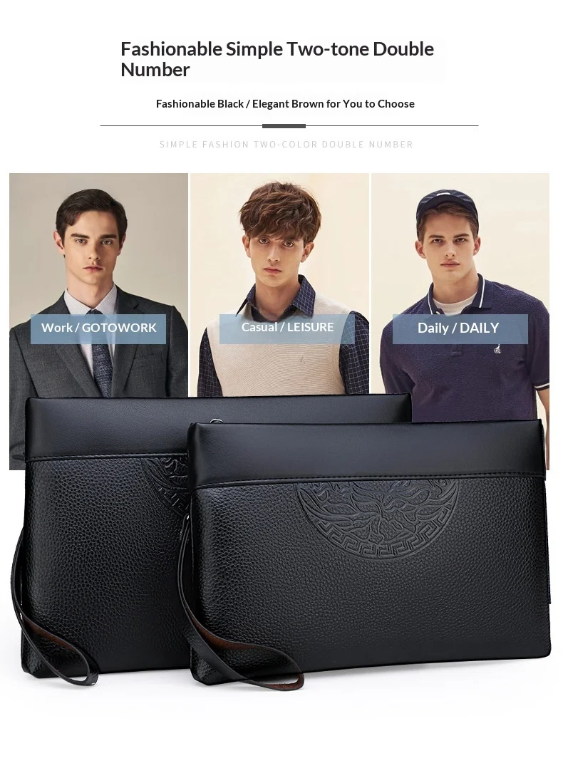 Men's New Luxury Handbag Casual Envelope Large Capacity Clutch BusinessUnderarm Bag for Men