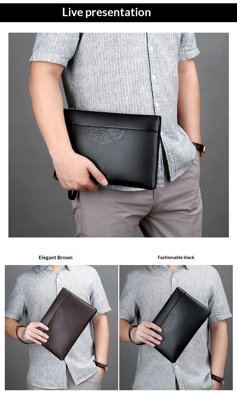 Men's New Luxury Handbag Casual Envelope Large Capacity Clutch BusinessUnderarm Bag for Men