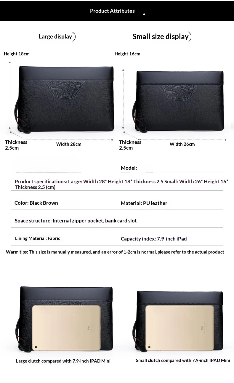 Men's New Luxury Handbag Casual Envelope Large Capacity Clutch BusinessUnderarm Bag for Men