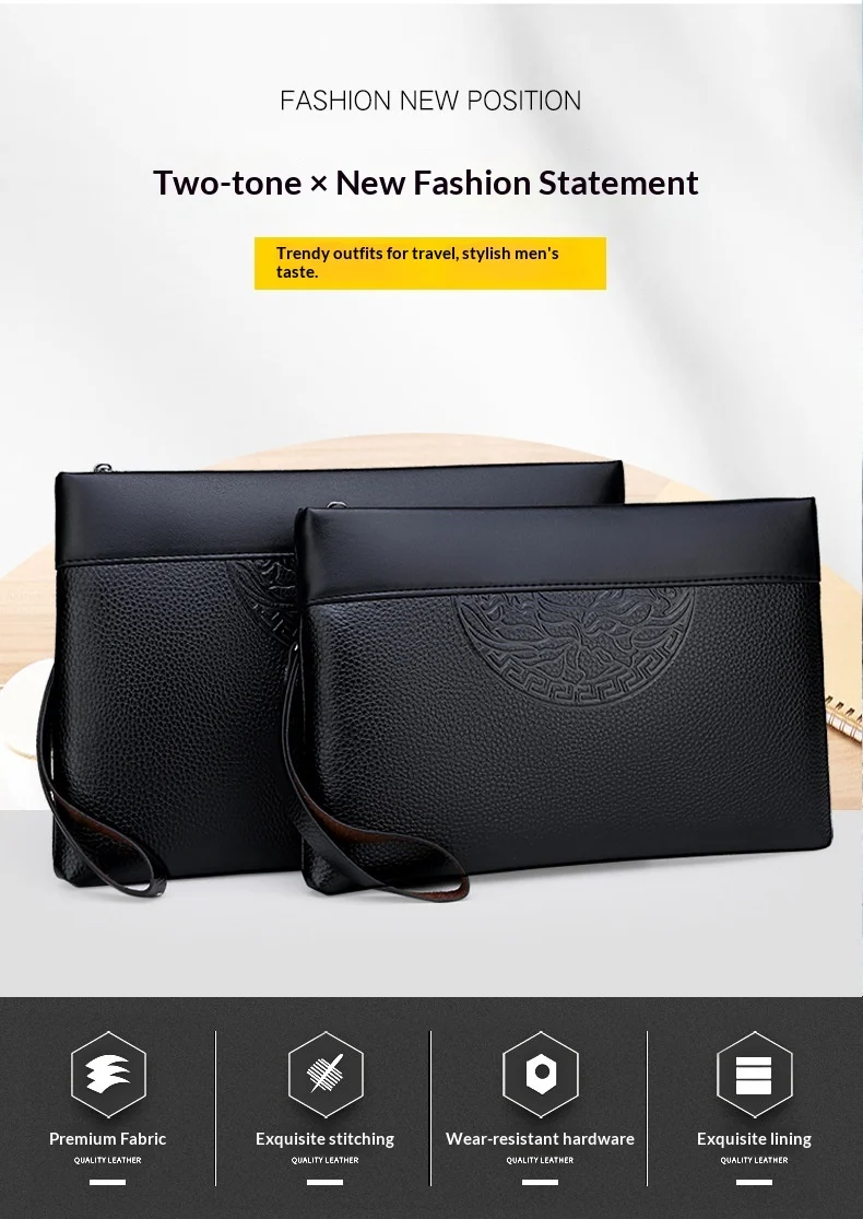 Men's New Luxury Handbag Casual Envelope Large Capacity Clutch BusinessUnderarm Bag for Men