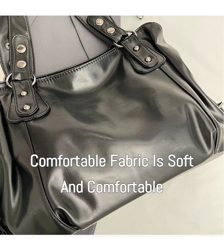 Classic Retro Casual Solid-Color Tote Bag Large-Capacity PU Shoulder Bag Soft Leather Fashionable Versatile Commuter Handbag