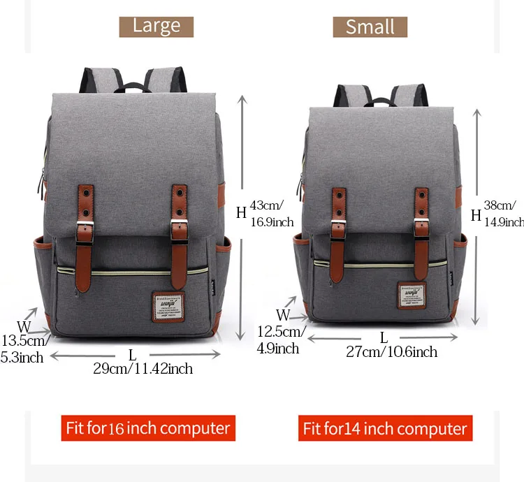 Vintage 16 Inch Laptop Backpack Women Canvas Bags Men Canvas Travel Leisure Backpacks Retro Casual Bag School Bags For Teenagers