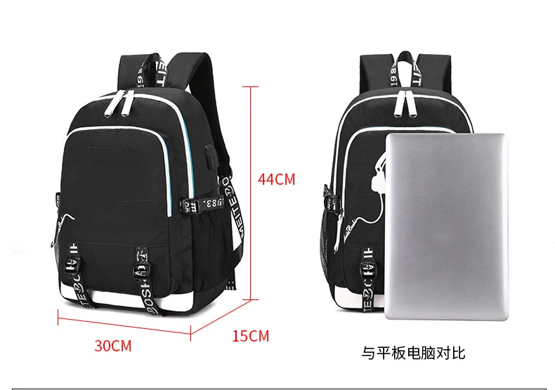 New Murder Drones Backpack for Student Boys Fashion Trend Backpack USB Laptop Bagpack Cartoon Black Girl School Bag for Teenager