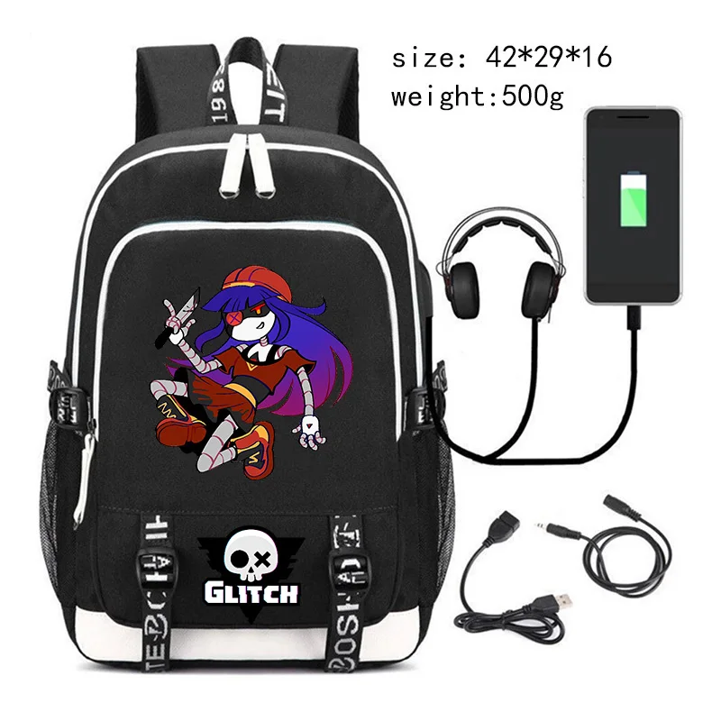 New Murder Drones Backpack for Student Boys Fashion Trend Backpack USB Laptop Bagpack Cartoon Black Girl School Bag for Teenager