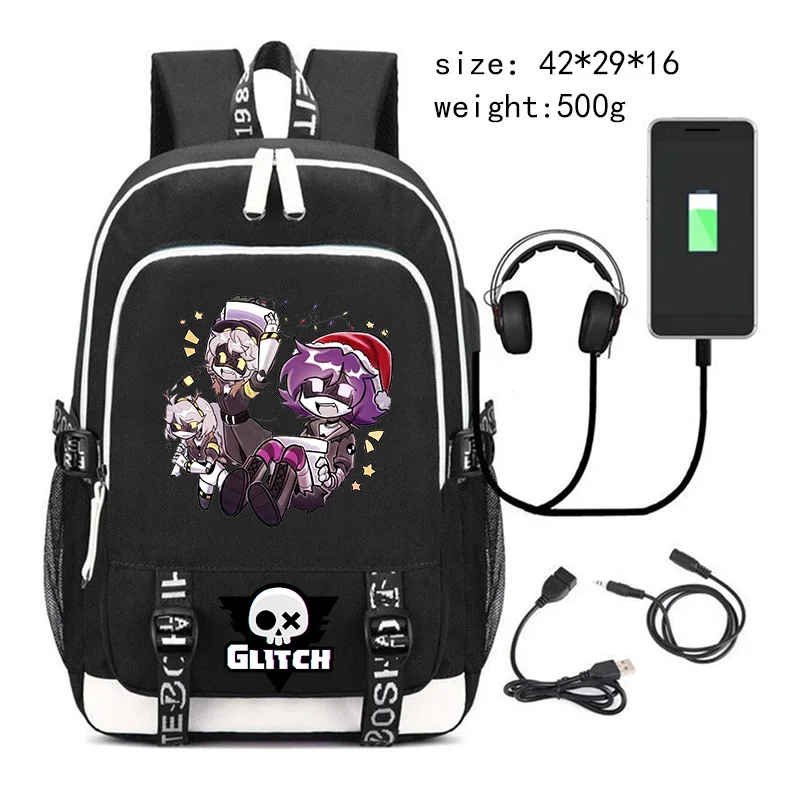 New Murder Drones Backpack for Student Boys Fashion Trend Backpack USB Laptop Bagpack Cartoon Black Girl School Bag for Teenager