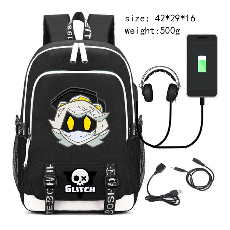 New Murder Drones Backpack for Student Boys Fashion Trend Backpack USB Laptop Bagpack Cartoon Black Girl School Bag for Teenager