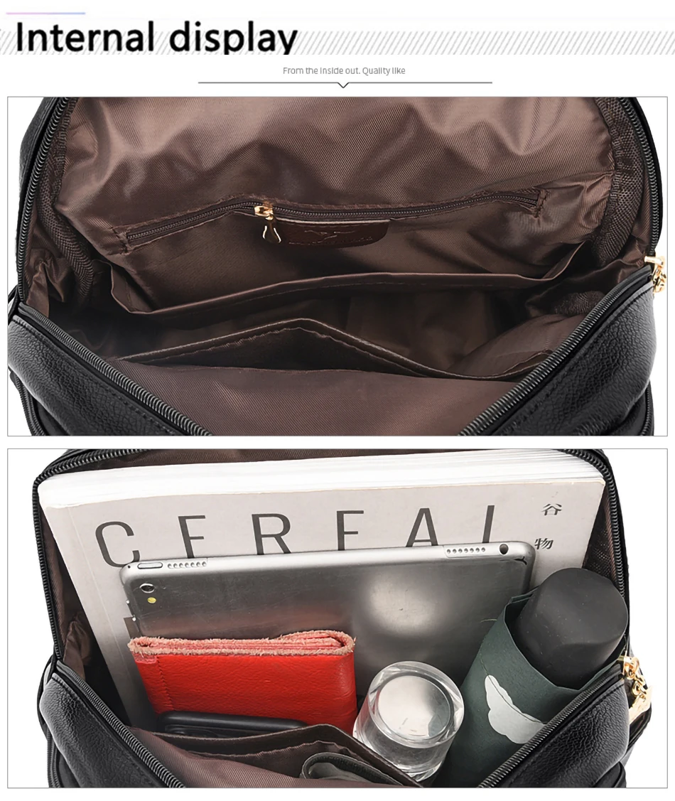 Vintage Large Capacity Women's Backpack High Quality Leather Female Travel School Bag Rucksack Purse Bookbag
