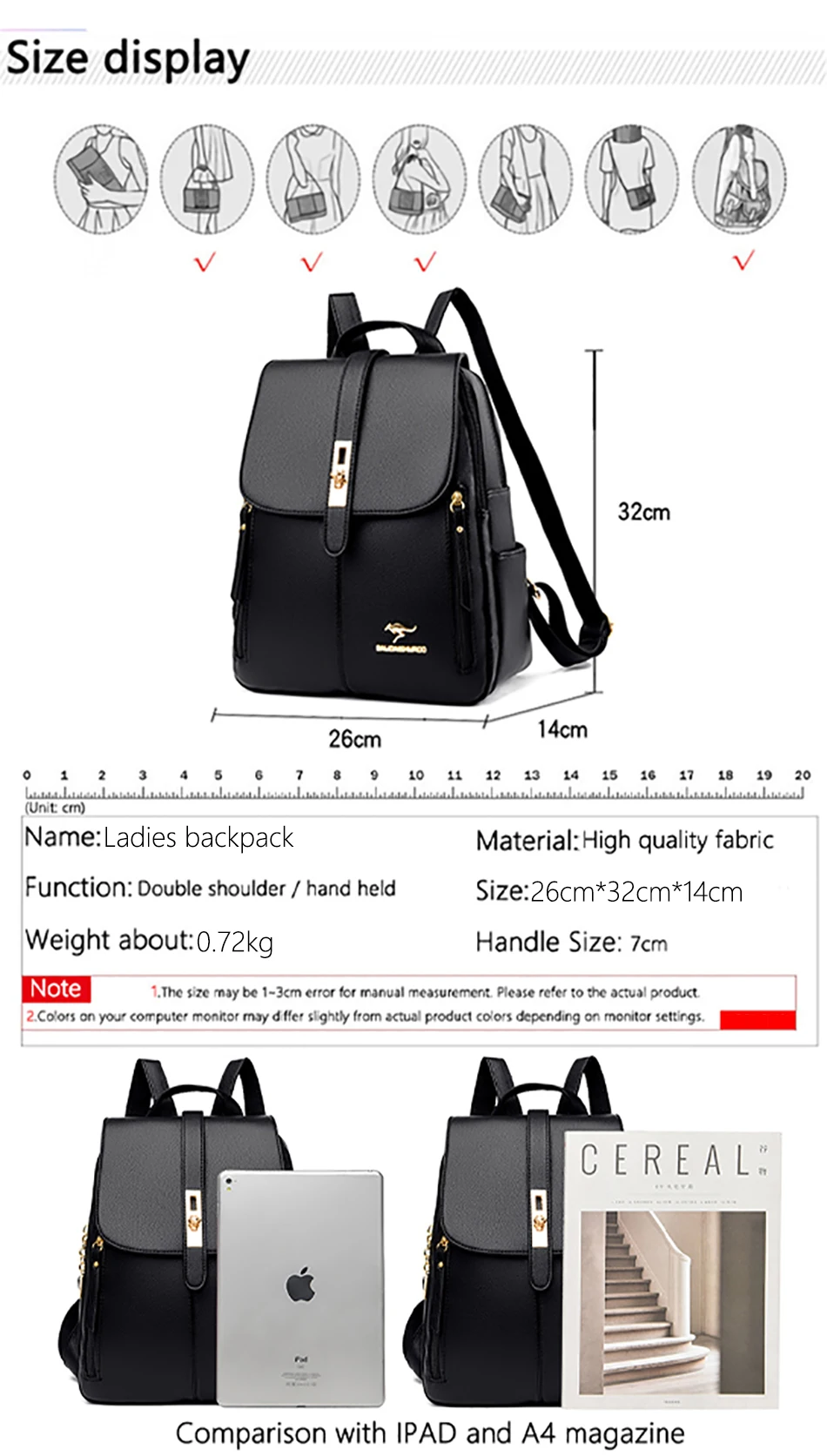 Vintage Large Capacity Women's Backpack High Quality Leather Female Travel School Bag Rucksack Purse Bookbag
