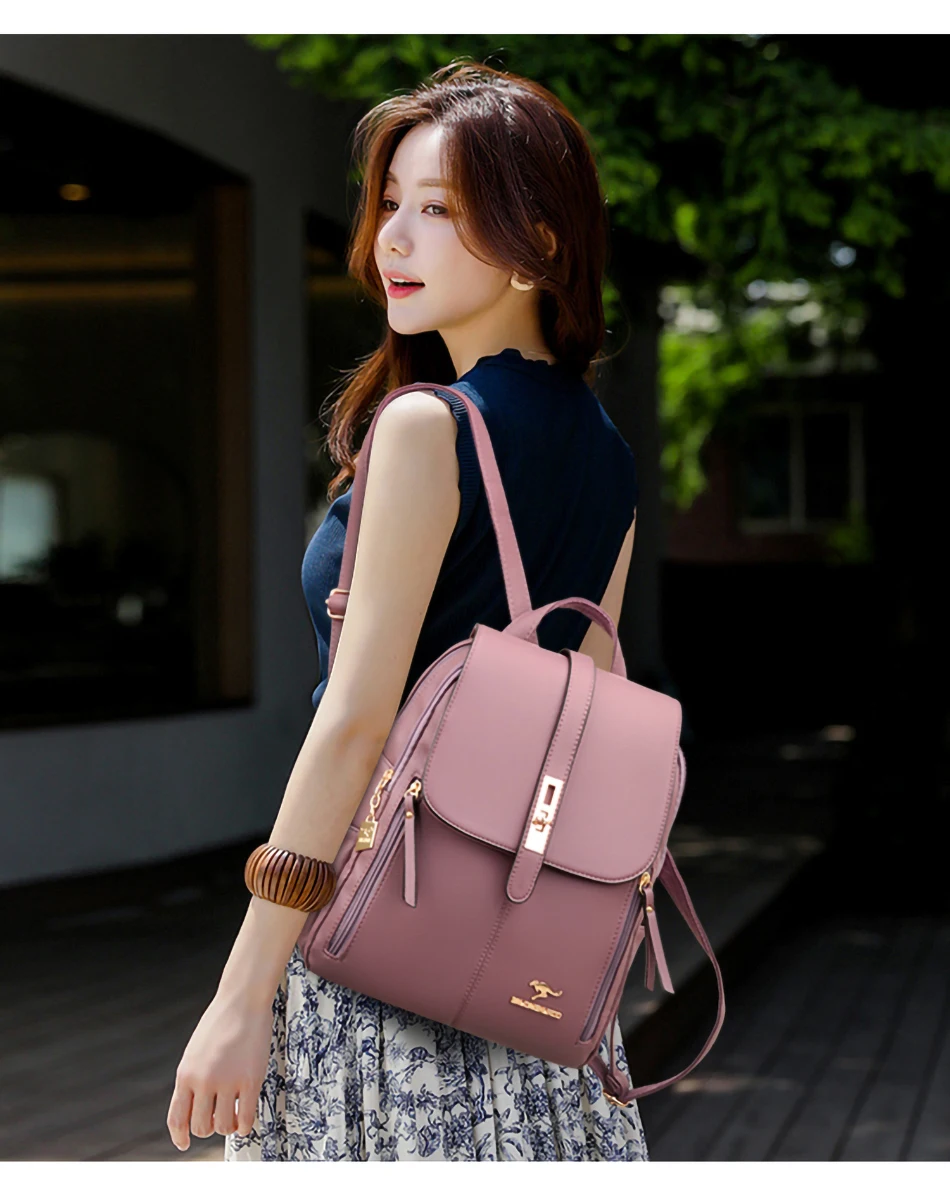 Vintage Large Capacity Women's Backpack High Quality Leather Female Travel School Bag Rucksack Purse Bookbag
