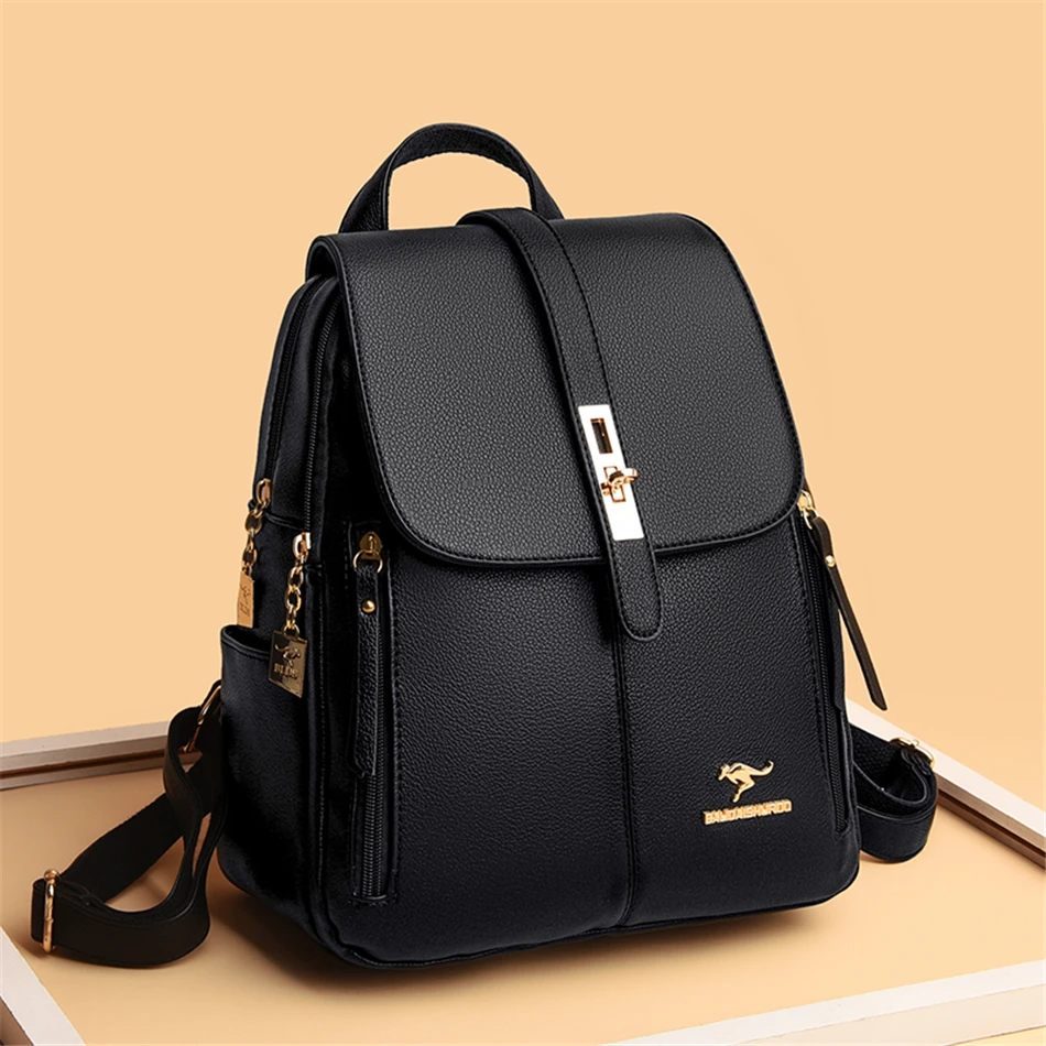 Vintage Large Capacity Women's Backpack High Quality Leather Female Travel School Bag Rucksack Purse Bookbag