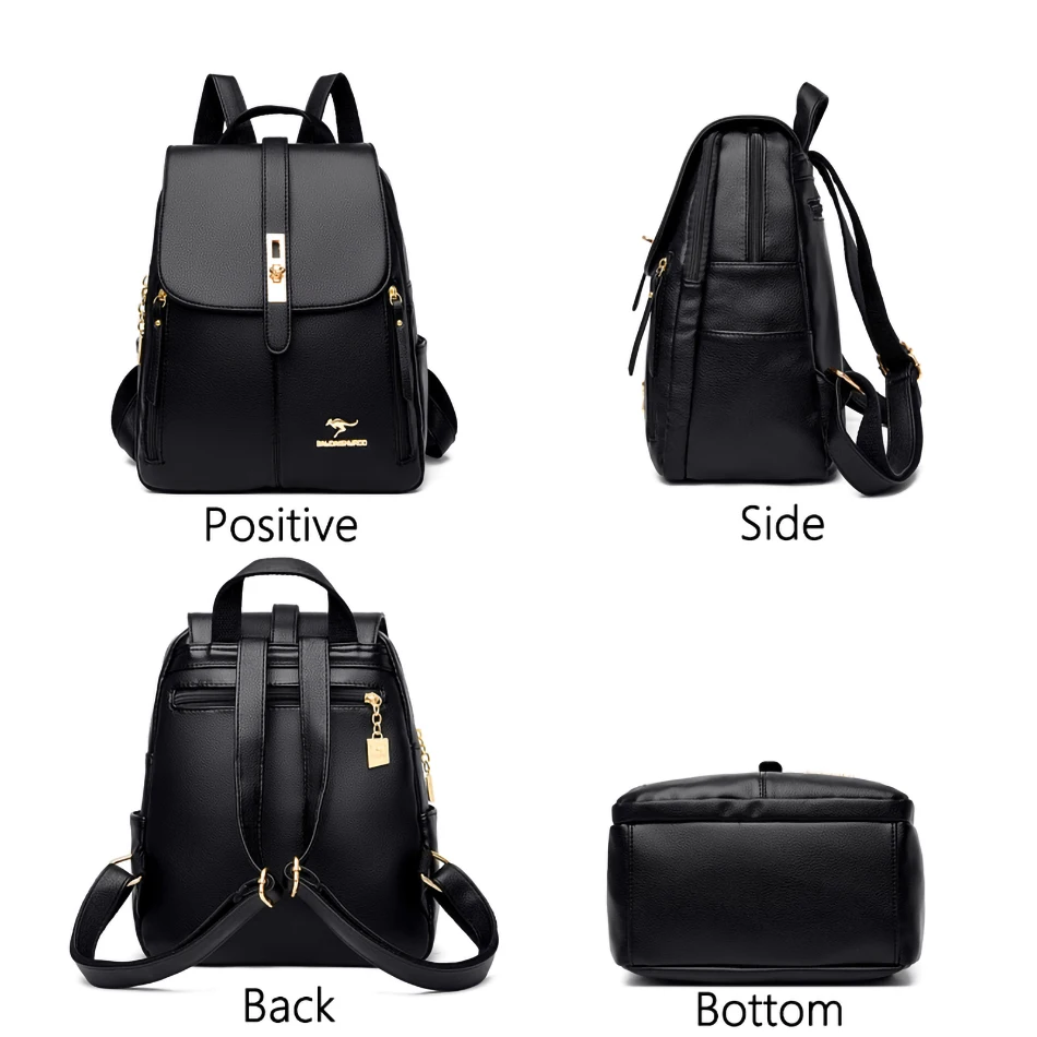 Vintage Large Capacity Women's Backpack High Quality Leather Female Travel School Bag Rucksack Purse Bookbag