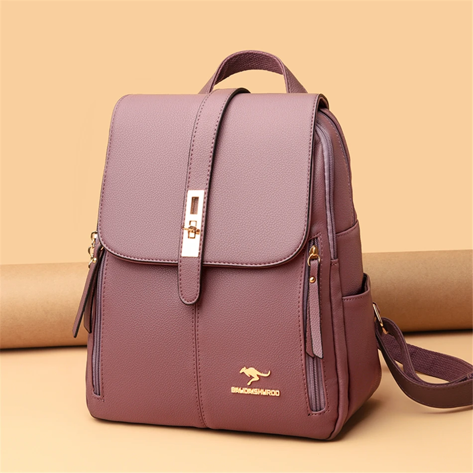 Vintage Large Capacity Women's Backpack High Quality Leather Female Travel School Bag Rucksack Purse Bookbag