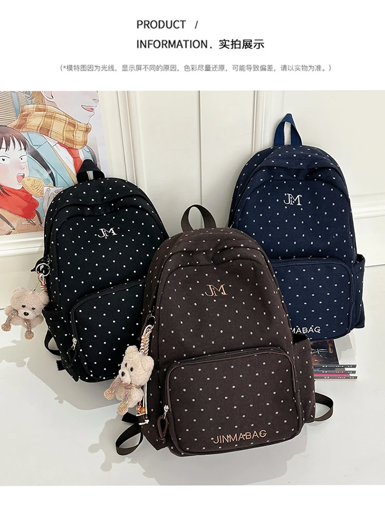 Dot Print Fashion Female Travel Large School Bag Ladies Trendy Book Bags Women Student Laptop College Backpack Teen Girl Boys