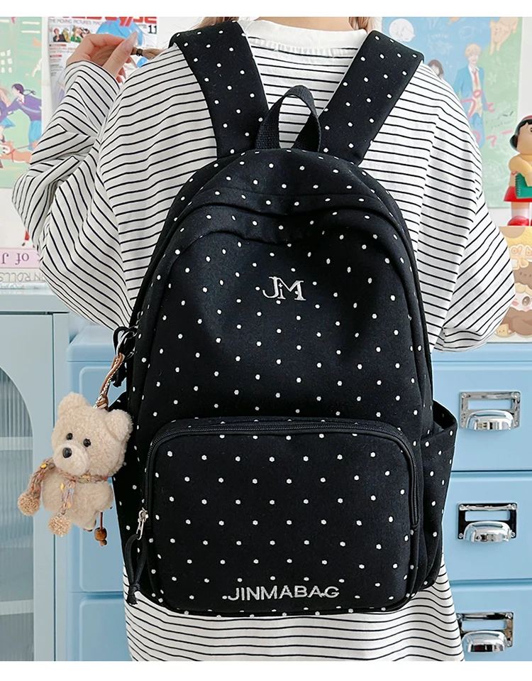 Dot Print Fashion Female Travel Large School Bag Ladies Trendy Book Bags Women Student Laptop College Backpack Teen Girl Boys