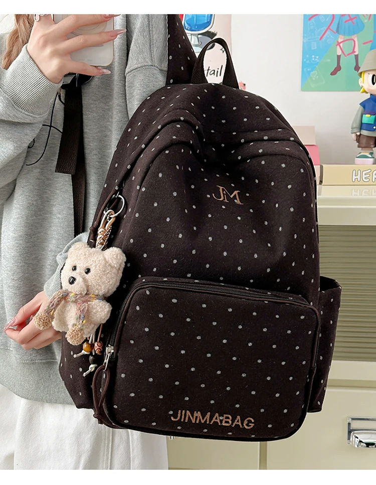 Dot Print Fashion Female Travel Large School Bag Ladies Trendy Book Bags Women Student Laptop College Backpack Teen Girl Boys